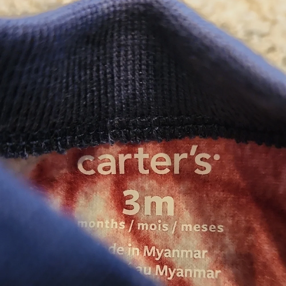 Carter's Blue and Brown Sports Footie Size 3 Months